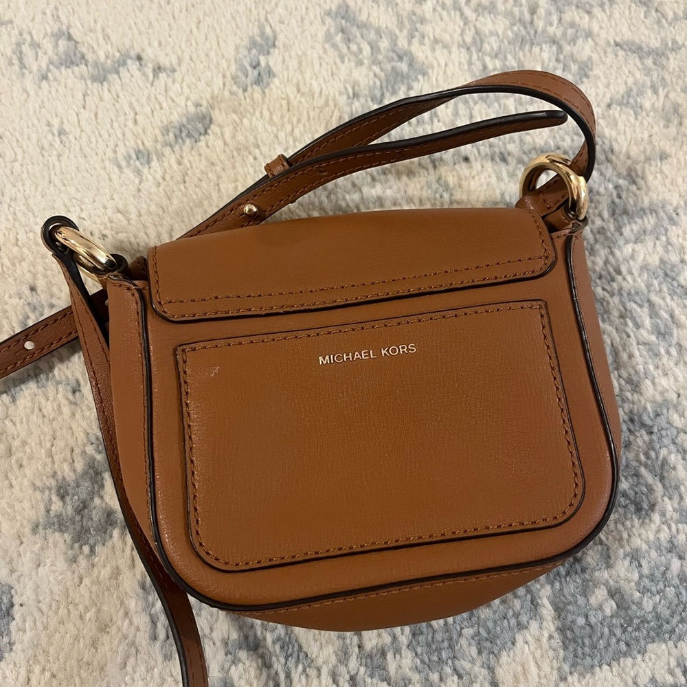 Michael Kors Brown Leather Saddle Crossbody Bag